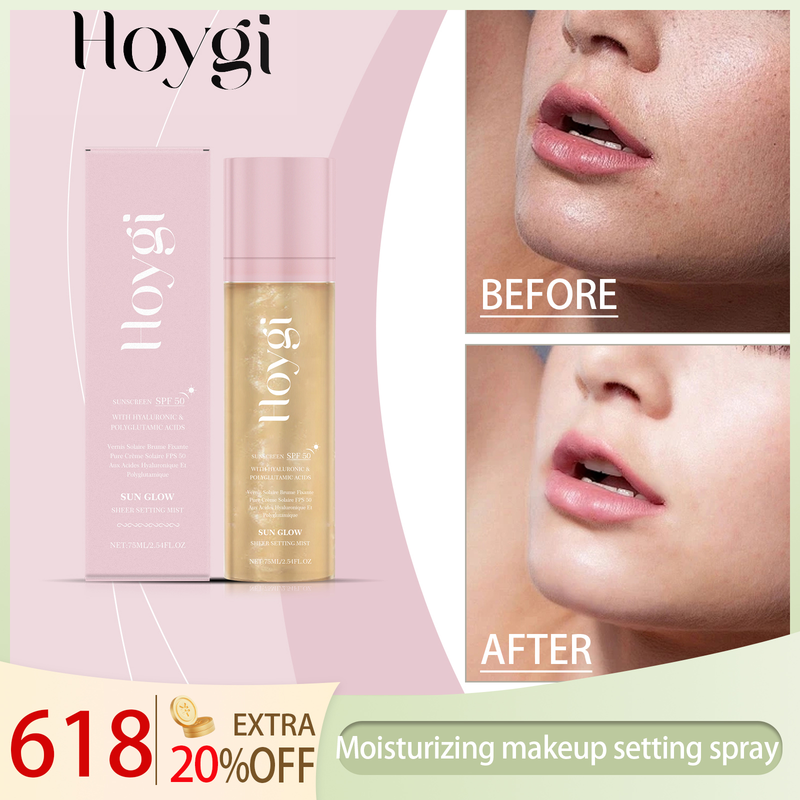 Face Moisturizer Spf - Hoygi 75ML SPF 50 Sheer Setting