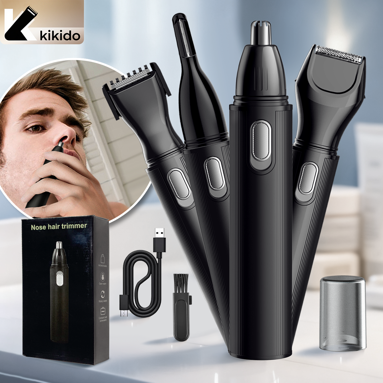 KIKIDO 4 in 1 Nose Hair Trimme - Men'S Grooming Kits avaliação e preço